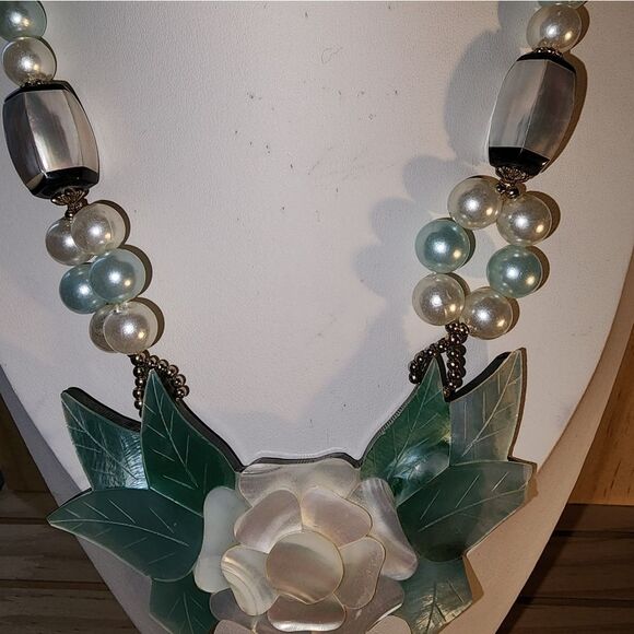 1970's Lee Sands Vintage Mother Of Pearl Inlay Flower 20" - Picture 6 of 9